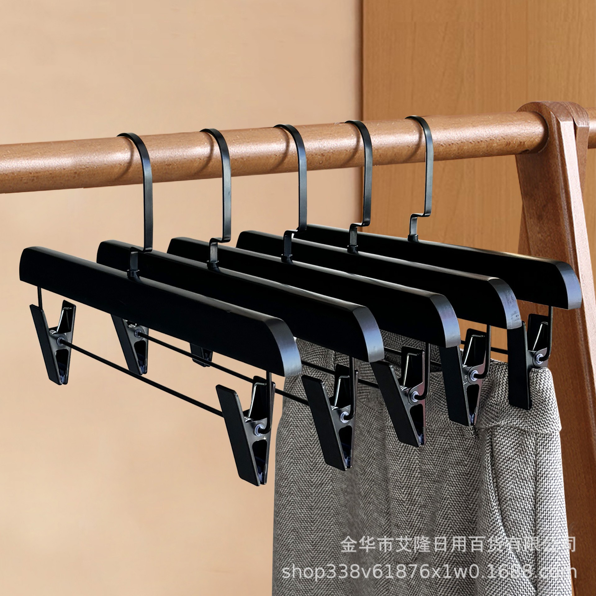 Percha de pantalones de madera sólida, percha de pantalones de madera, percha de pantalones antideslizante sin marcas, percha de ropa de madera