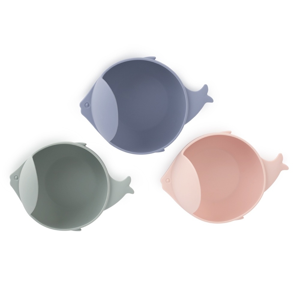 宝宝辅食碗 硅胶吸盘碗耐摔不变形卡通金鱼碗儿童吃饭硅胶训练碗