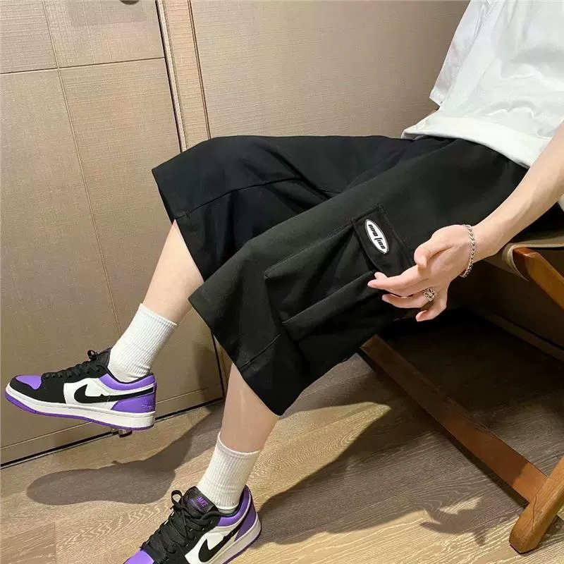 Shorts, trend summer trousers, loose straight fit