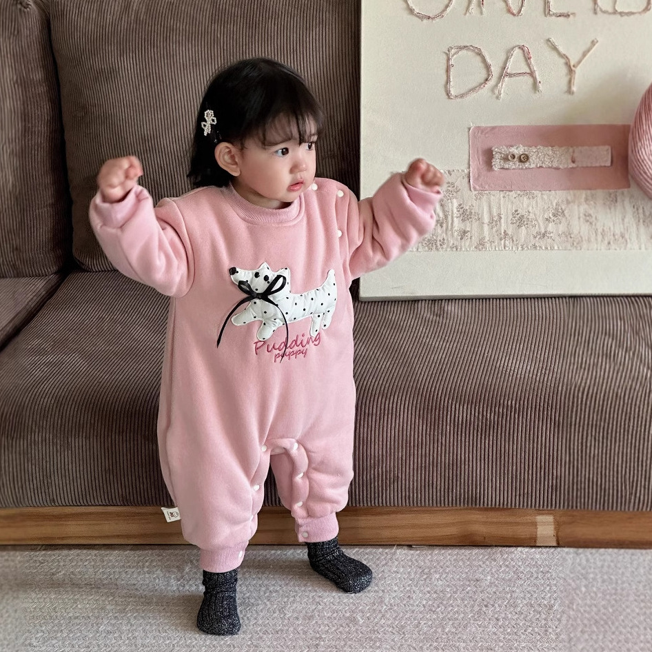 Ropa de una pieza de invierno para recién nacidos, ropa de escalada gruesa y cálida, 0-2 años, versión coreana de una chaqueta de algodón de estilo occidental