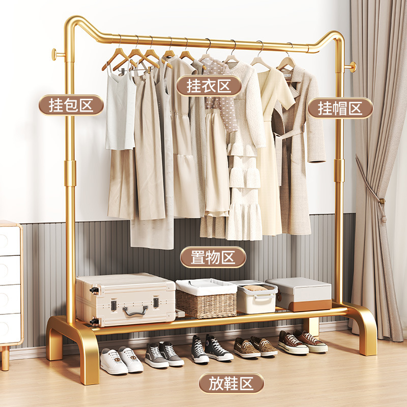 percha de secado de ropa de piso para dormitorio doméstico colgando estante de ropa simple dormitorio interior móvil estante de sombrero de ropa fresca