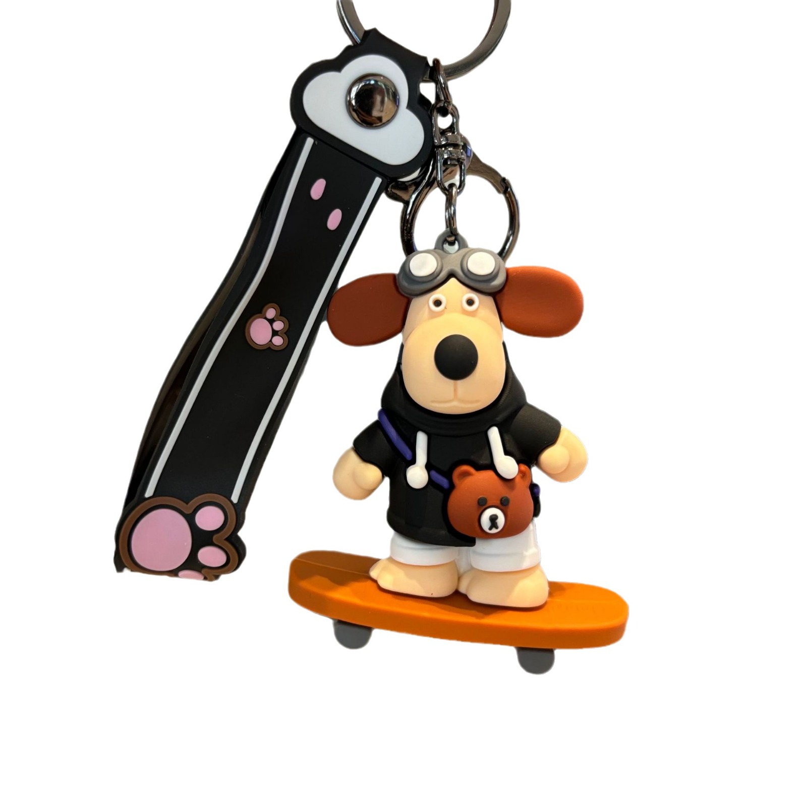Jefe de perro llavero muñeca colgante llave de PVC pequeño regalo dibujos animados adornos lindos llavero de la máquina