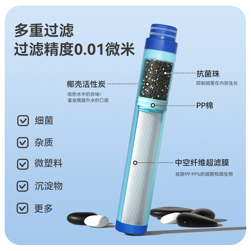 Fábrica transfronteriza de agua caliente al aire libre taza de purificación de agua camping filtro de agua hervidor de purificación de agua suministros al aire libre suministros de supervivencia al aire libre