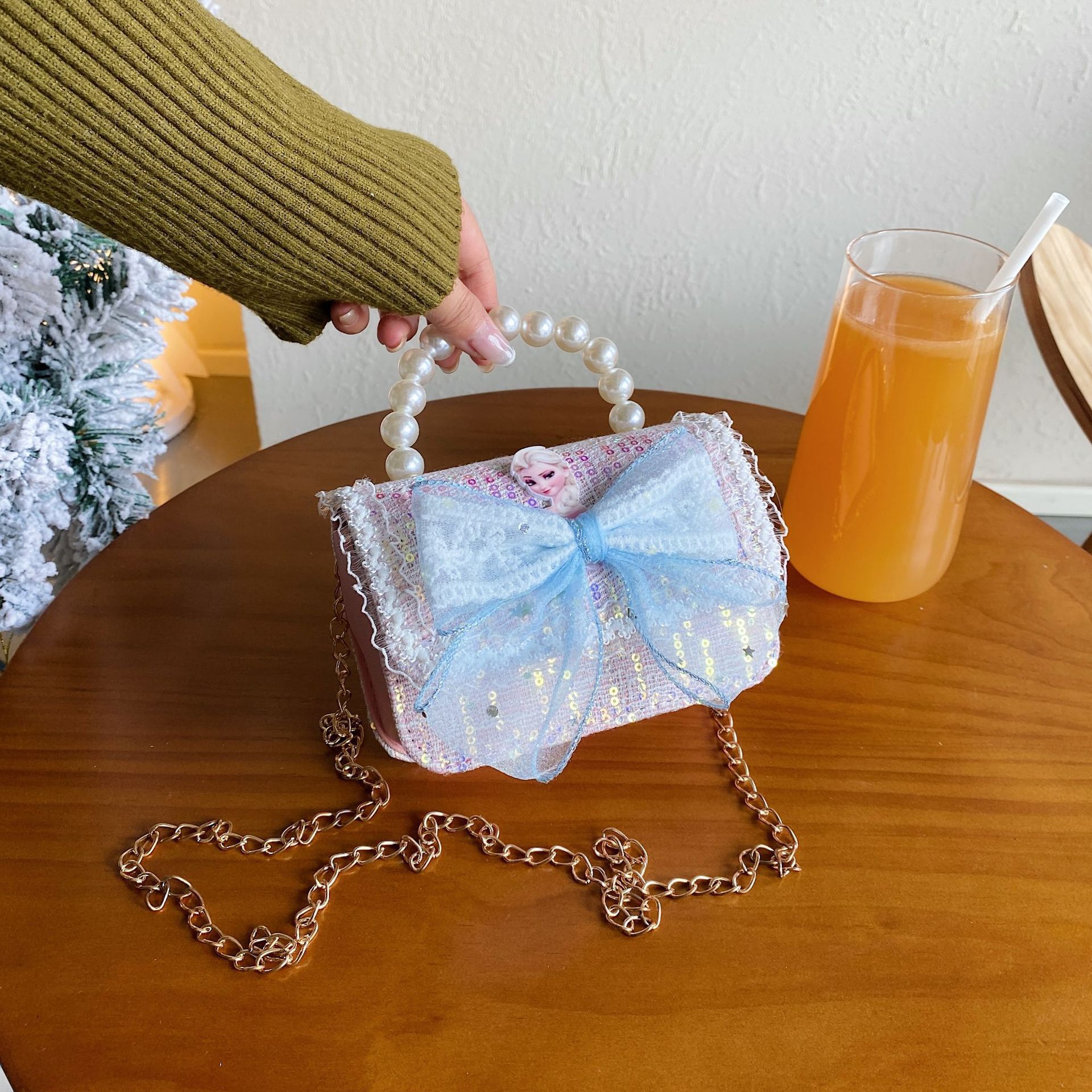 2025 nuevo pequeño viento de fragancia bolsos infantiles mil pájaros pequeños conejos de flores princesa mochila perlas bolsos de moda