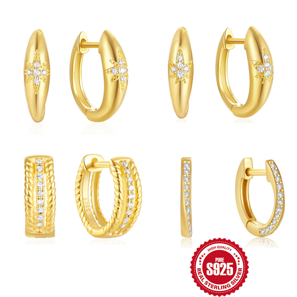 925 sterling silver minimalist leaves geometric diamond-embedded simple earrings European and American cross-border hot selling niche high-end earrings