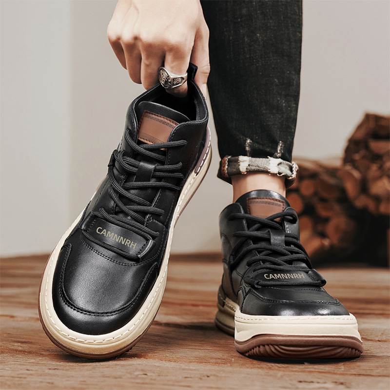 Chaussures de travail antidérapantes en cuir noir pour hommes, décontractées, de sport, de cuisine, imperméables, de protection du travail, tendance, automne_voghion.com