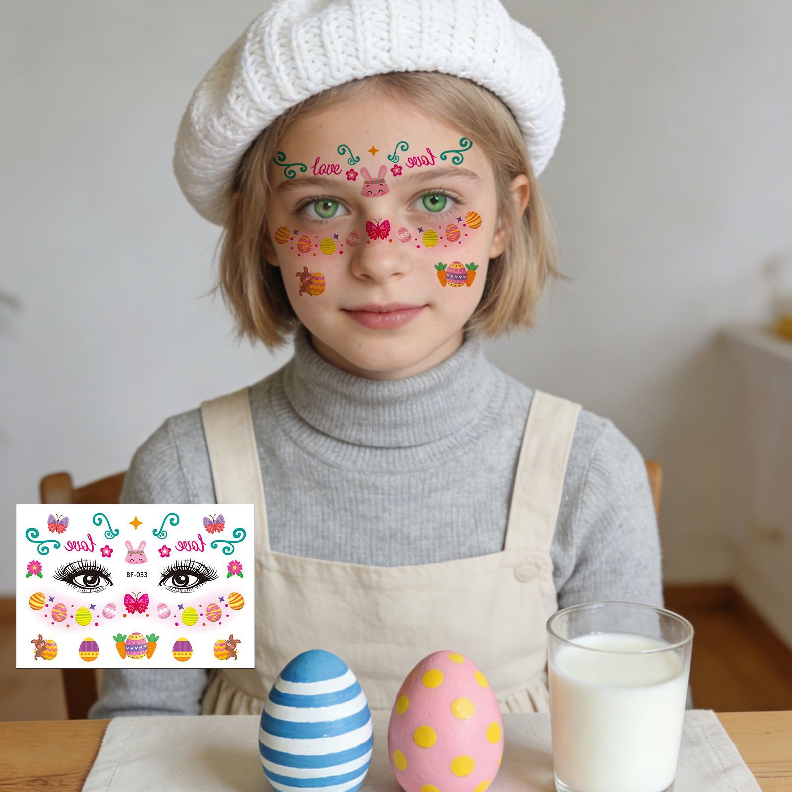 Tatuajes Temporales Infantiles de Pascua Papel de Transferencia de Agua Impermeable para Fiesta