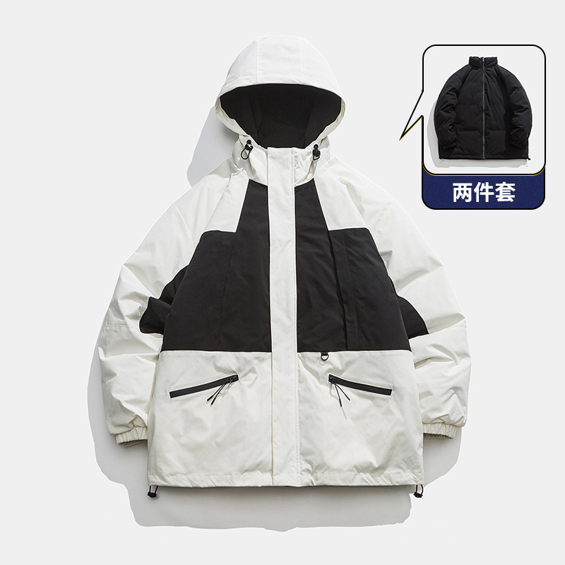 Dos abiertos de invierno al aire libre a prueba de viento impermeable tres en uno chaqueta acolchada de algodón forro chaqueta acolchada de algodón hombres y mujeres chaqueta desmontable