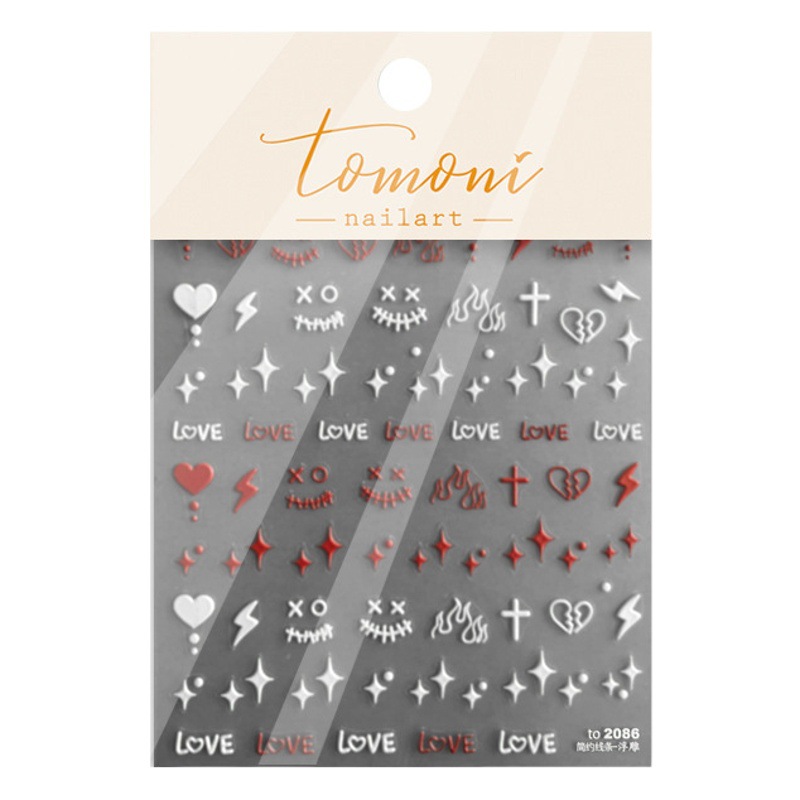 Pegatinas de uñas ins estilo letras avanzadas oscuro dulce picante estilo pegatinas de uñas en relieve cruz amor rayo patrón