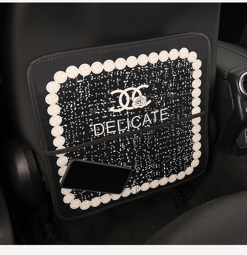 Women's Fashionable Car Seat Back Anti-Kick Pad Car Seat Back Anti-Fouling Pad Children's Anti-Kick Pad with Storage Strap