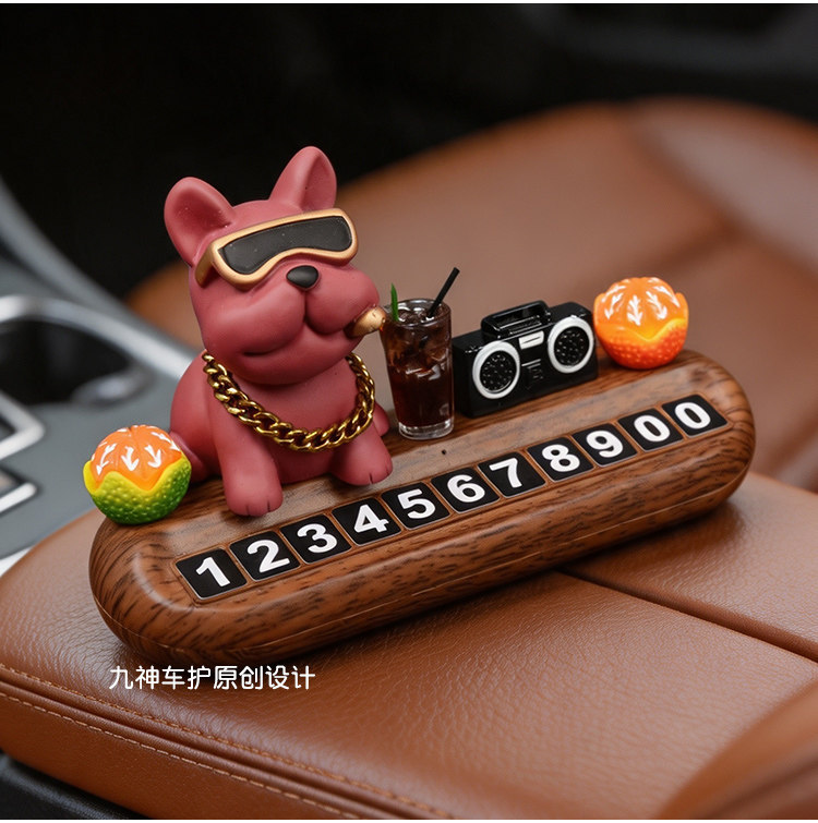 Luxury Dog-themed Car Temporary Parking Sign with Phone Number, Car Moving Card, High-end Decorative Accessory for Women