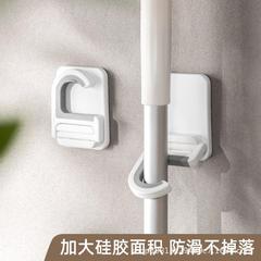 モップフックハンガー穴なし壁掛けトイレモップ収納ビスコース重力固定クリップ