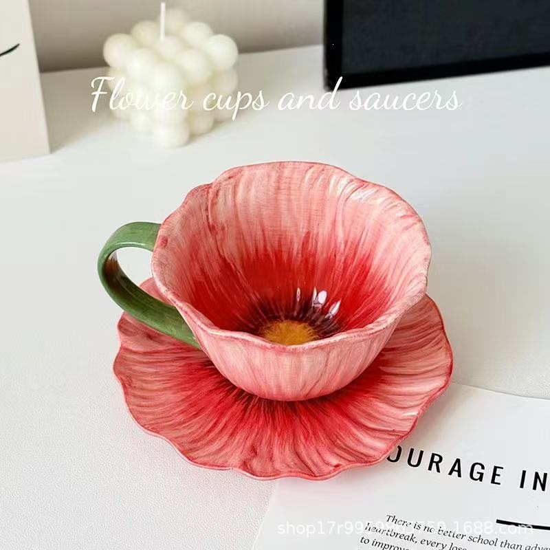 Tazas de café de cerámica transfronteriza, platos, flores pintadas a mano, nuevas tazas de leche de té de la tarde de estilo chino, nuevas redes populares image 8