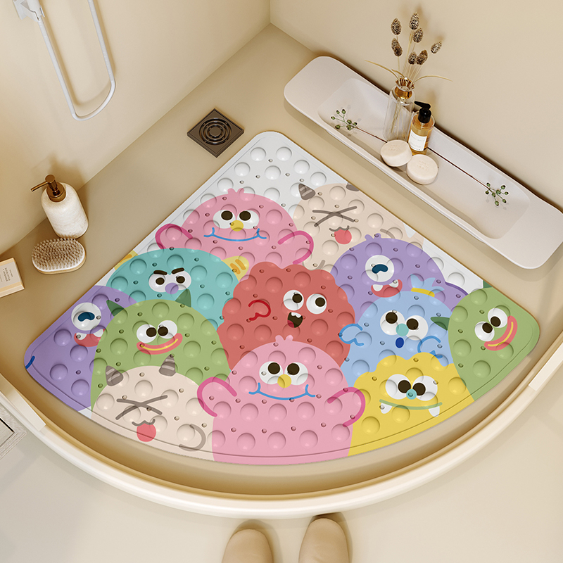 무료 몬스터 컬렉션 북 욕실 미끄럼 방지 매트 - 부채꼴 모양