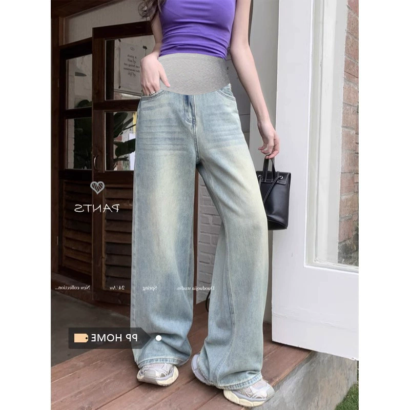 Джинсовые брюки для отдыха для беременных, oversized, облегающие, свободная посадка