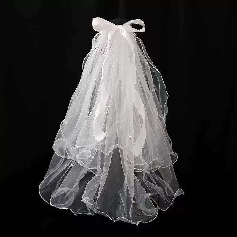 veil, Bridal White Veil, Single or Double Layer, 40–80 cm, Hair Comb or Hairpin Options