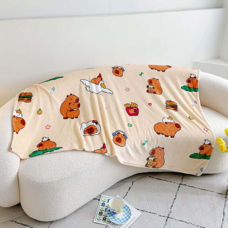 カピバラ昼寝ブランケットインオフィスコーラルベルベットブランケット夏シングル薄型昼寝ブランケットエアコンカバーレッグブランケット|undefined