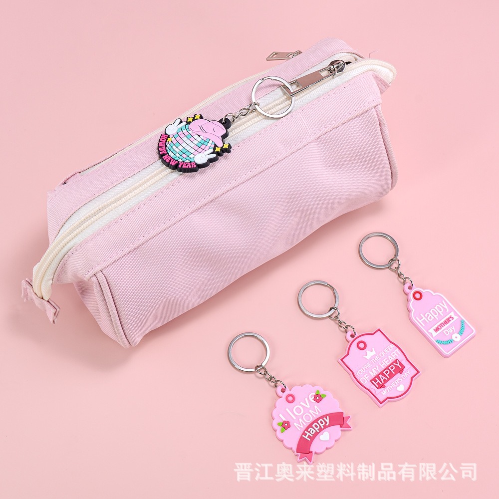 Transfronterizo rosa de dibujos animados llavero colgante regalos logotipo llavero PVC colgante llavero de goma blanda en stock