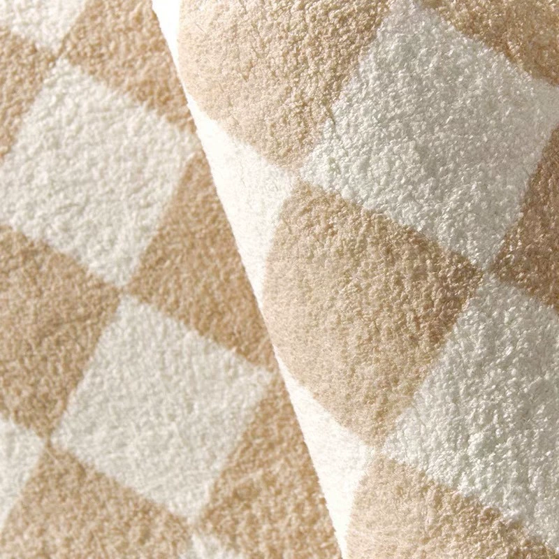 Французский умеренный жилой зал клетчатый ковер ковер из шерсти короткий, кофейный столик, спальня, ин — мелко зернистый хаки, решетка