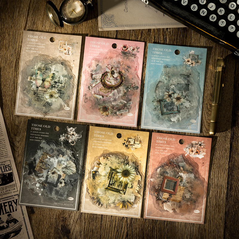 番茄酱少女PET贴纸  那些旧时光系列  复古花卉主题装饰10张入6款|undefined