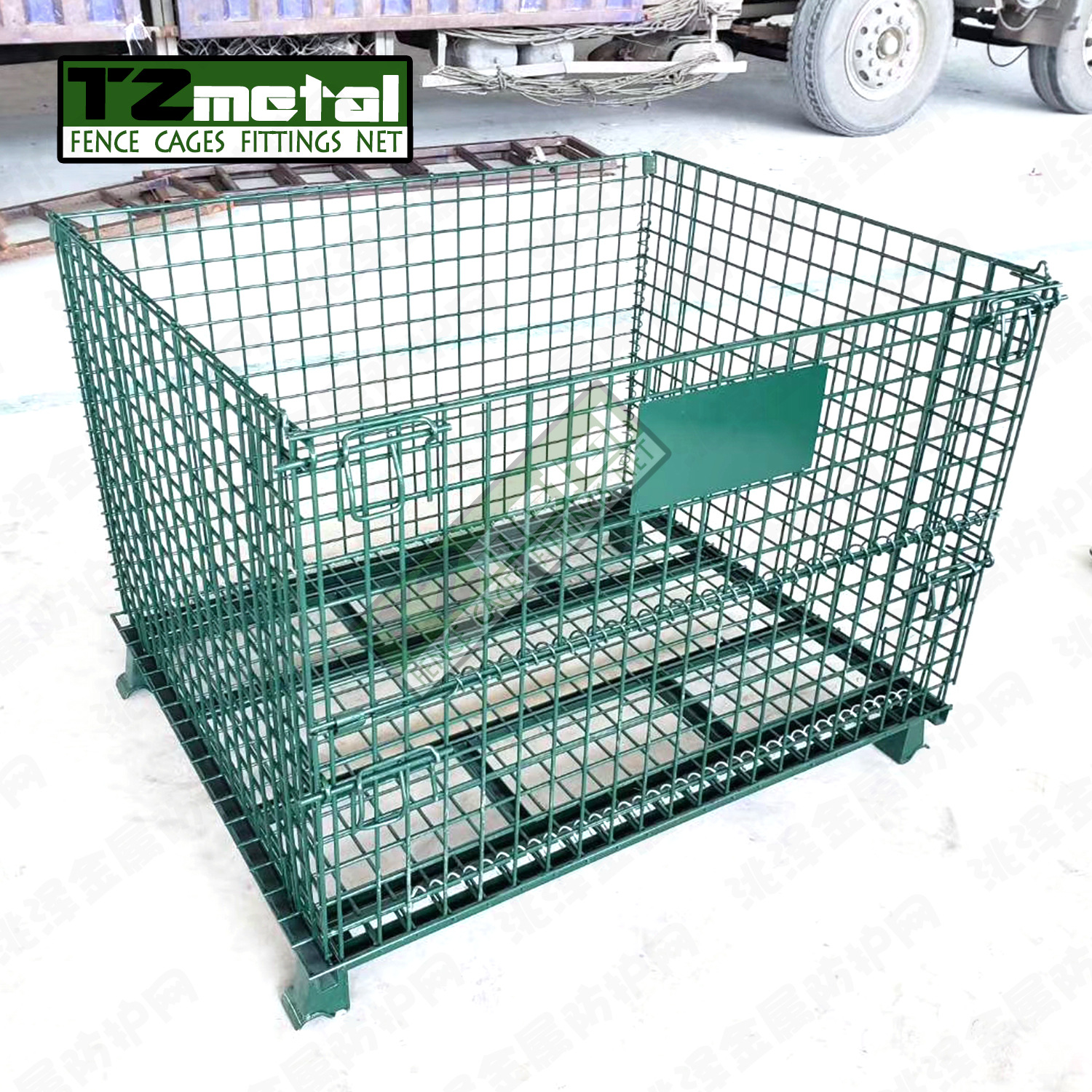 现货可移动折叠镀锌仓储笼、物料移动周转箱蝴蝶箱