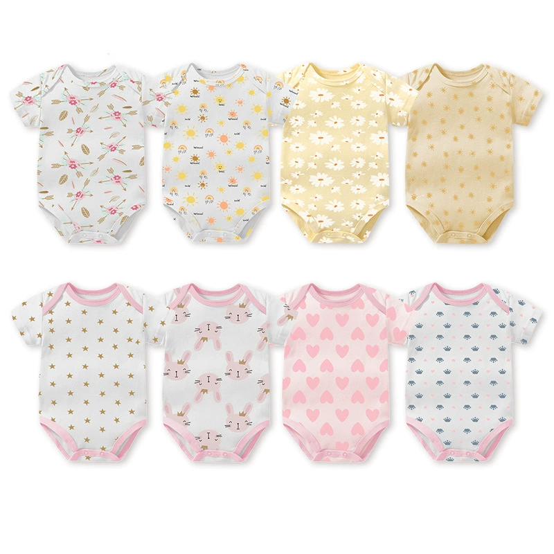 Amazon, трансграничный хит продаж, печатаемый и настраиваемый двусторонний хлопковый комбинезон из чистого хлопка для недоношенных детей, впитывающий пот и дышащий