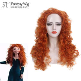 Merida梅里达公主同款假发 勇敢传说 梅莉达 cos假发广州工厂批发