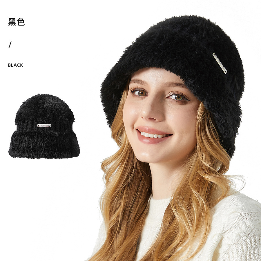 Sombrero de pescador de invierno de las mujeres al aire libre a prueba de viento caliente cuenca sombrero costura engrosada protección del oído sombrero de punto casual sombrero de lana marea