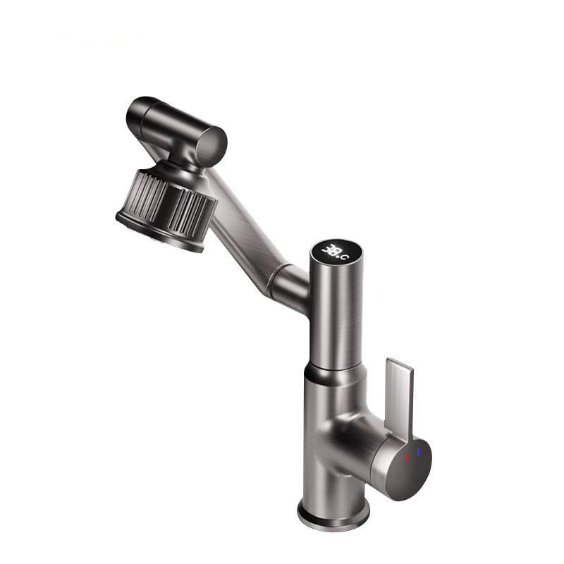 Grifos digitales inteligentes grises de pistola multifuncional para gabinete de baño doméstico lavabo de baño caliente y frío grifos anti-splash
