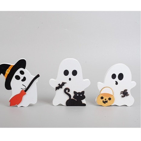 Amazonの人気のハロウィーンオーナメント、木製ゴーストオーナメント、ホームパーティーオーナメント、木製工芸品|undefined