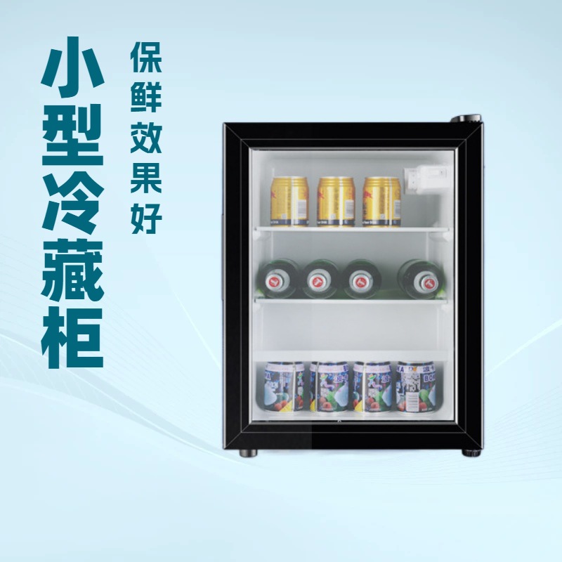 Ice Bar Display Cabinet Single-Door Tea Cabinet Refrigeration Cabinet Preservation Cabinet Small Transparent Glass Door Mini Refrigerator Cross-Border Foreign Trade