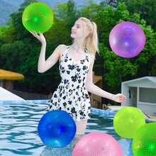 新款PVC彩色带灯沙滩球唱片纹发光球泳池派对道具儿童戏水玩具