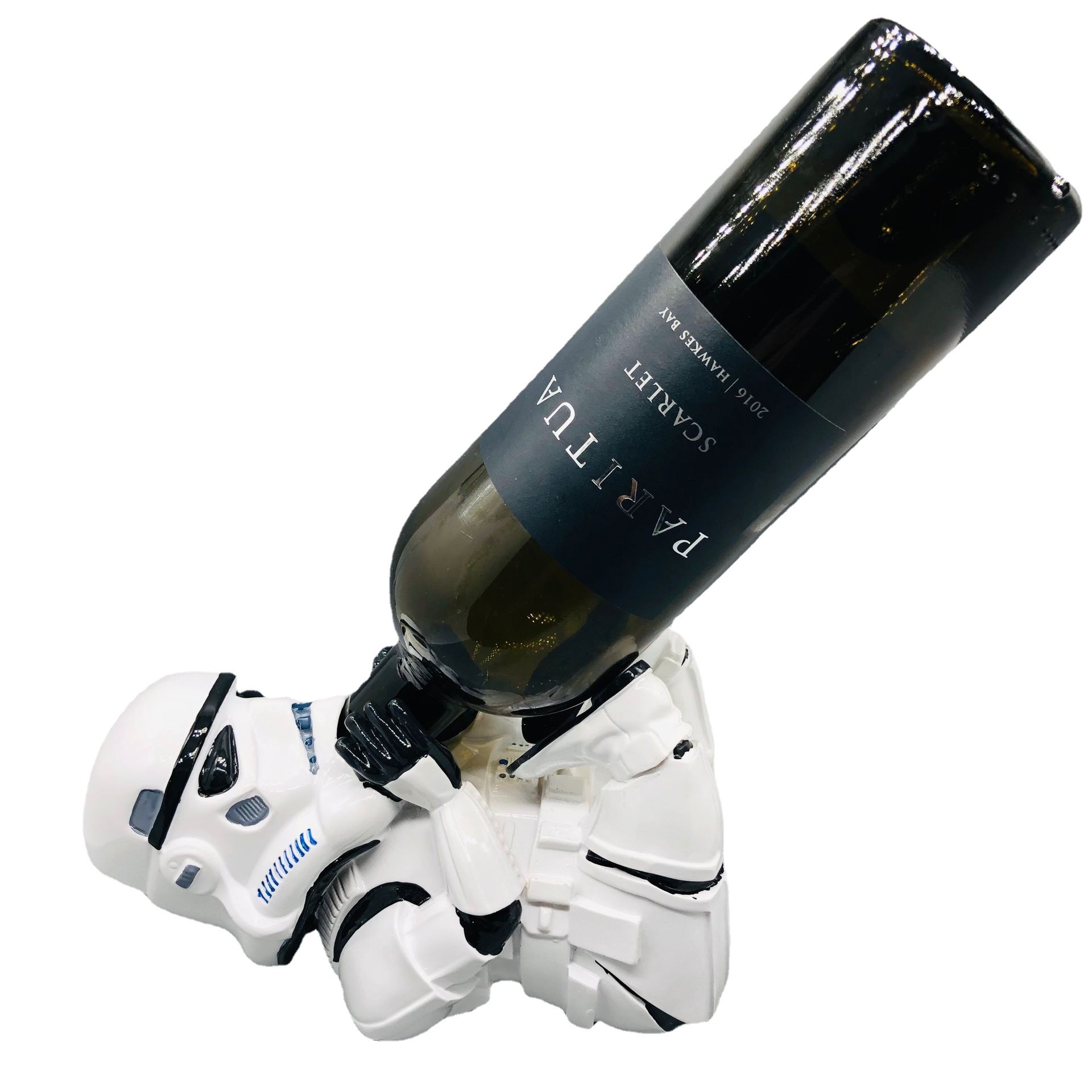 Star Wars soldado blanco negro Guerrero soporte de vino blanco bandeja de vino estante de vino lindo Guerrero blanco bandeja de vino decoración de estante de vino