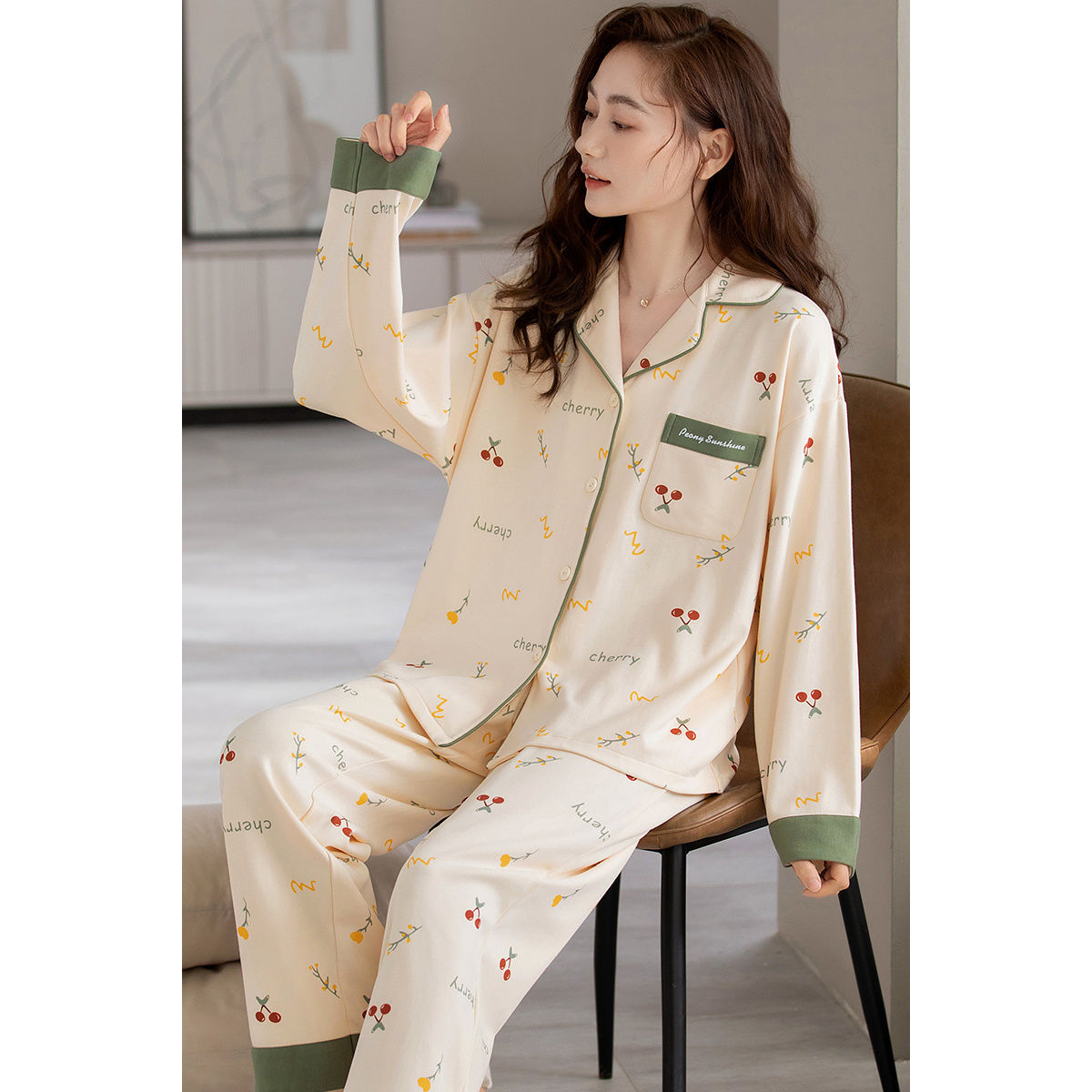 Primavera y otoño de manga larga 100% pijamas de algodón de primavera y verano de las mujeres 2023 nuevo conejo año de nacimiento año desgaste del hogar