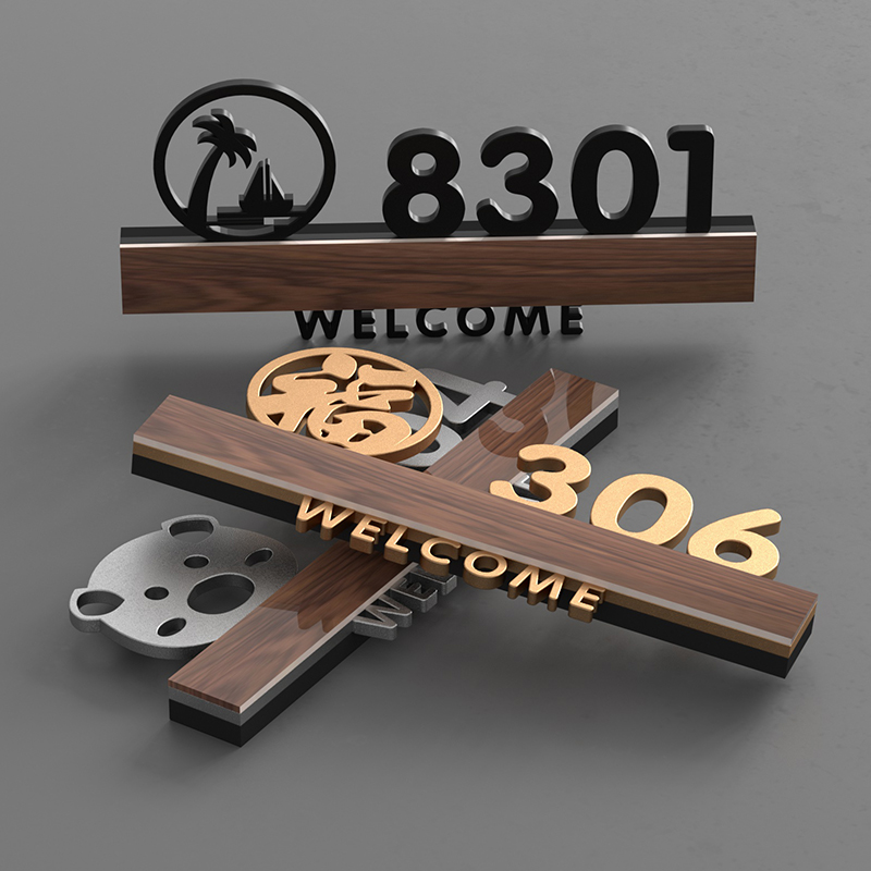 3MLE 주택 번호판 맞춤형 조명 고급 주택 번호 개성 귀여운 디지털 도어 스티커 호텔