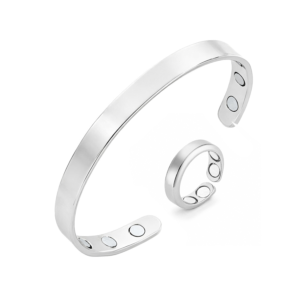 Conjunto magnético superventas transfronterizo, anillos y pulseras ajustables brillantes de moda europea y americana para parejas image 10