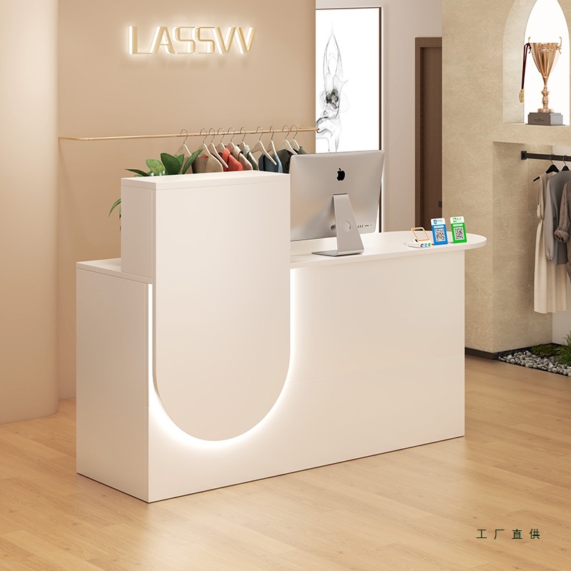 收银台吧台店铺小型轻奢高级感服装店美容院柜台桌公司前台接待台