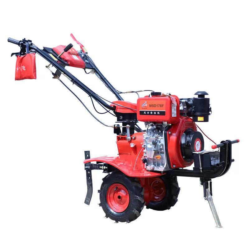iluminación diesel de cuatro ruedas micro-cultivador de agua y seco campo de cuatro tracción pequeño tipo montar arado rotativo surco image 6