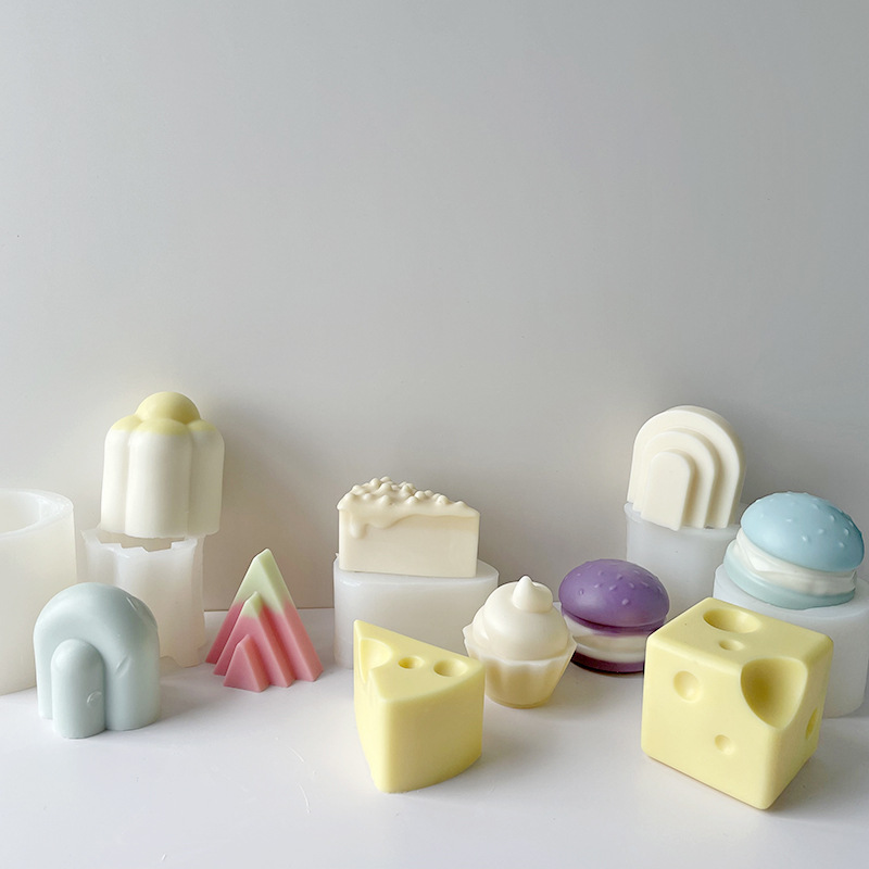Jiahuimei DIY alimentos epoxi molde geométrico vela aromaterapia jabón hecho a mano decoración de yeso silicona en stock