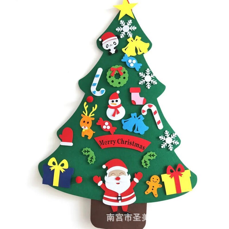 新款毛毡圣诞树挂件儿童手工益智diy圣诞节装饰无纺布立体圣诞树|undefined