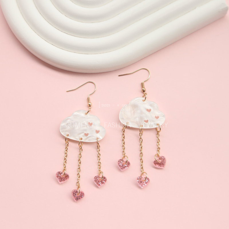 11g Weight Iron Ear Needle Material Drop Earrings Classification 1 Pair Quantity Casual Occasion Acrylic Material Heart Shape Pattern Women's Gender Simple Style Style 1 Pair Simple Style Heart Shape Arylic Drop Earrings 6