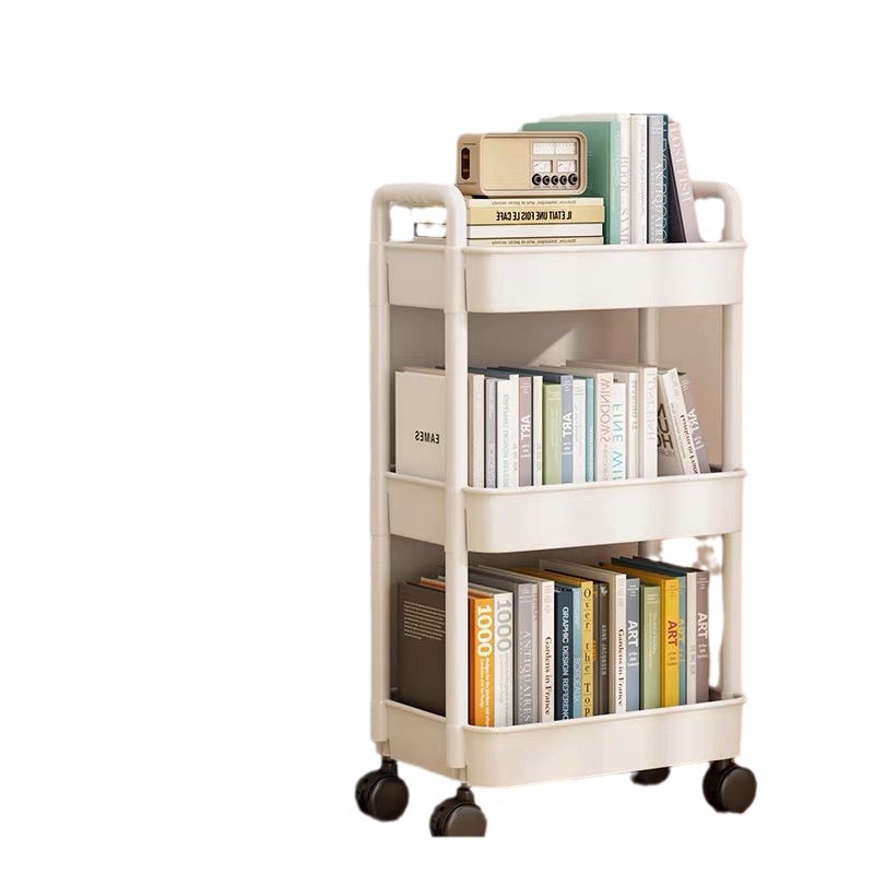 Estante de libros móvil estante de almacenamiento de juguetes para niños estante de almacenamiento de lectura pequeño carro doméstico con rueda de piso librería simple