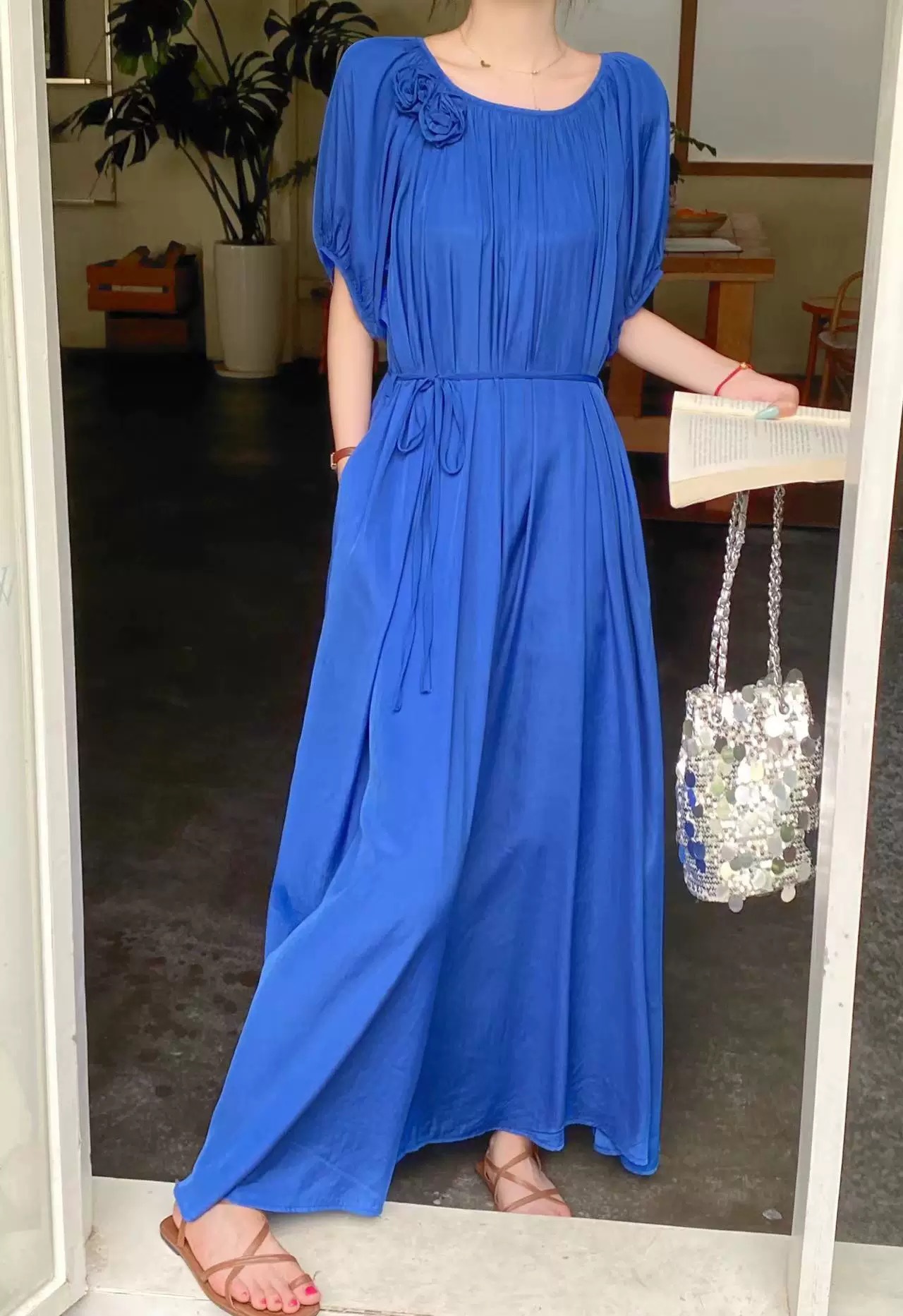 Ropa de mujer de talla grande transfronteriza europea y americana, vestido informal de algodón largo hasta la rodilla, holgado y cómodo, para verano, ropa de maternidad.