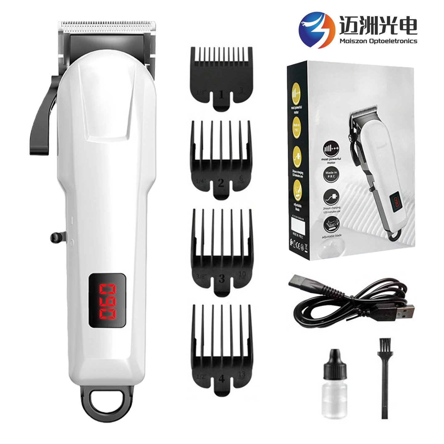 Cortadora de Pelo Recargable con Batería de Litio, Éxito de Ventas Transfronterizo, con Pantalla LCD para Uso Doméstico y en Salón, Cortadora de Pelo Eléctrica Profesional