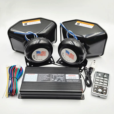 Car alarm suit 400w car siren black front stainless steel horn 12v wireless remote control loudspeaker