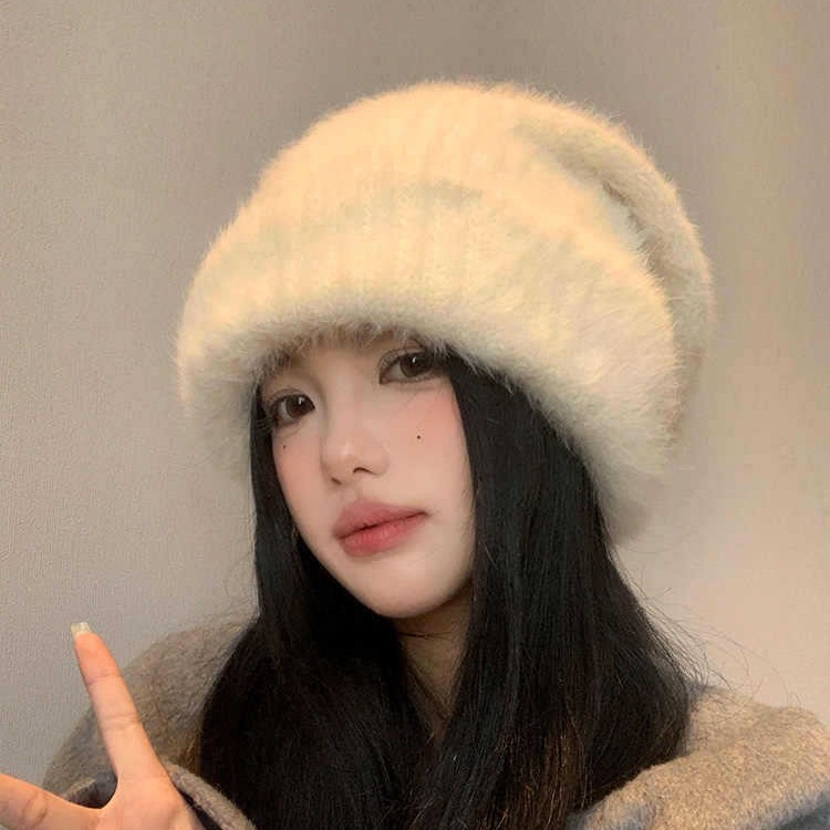 大头围时尚百搭针织毛线帽秋冬季帽子女款韩版冷帽加绒保暖包头帽|undefined