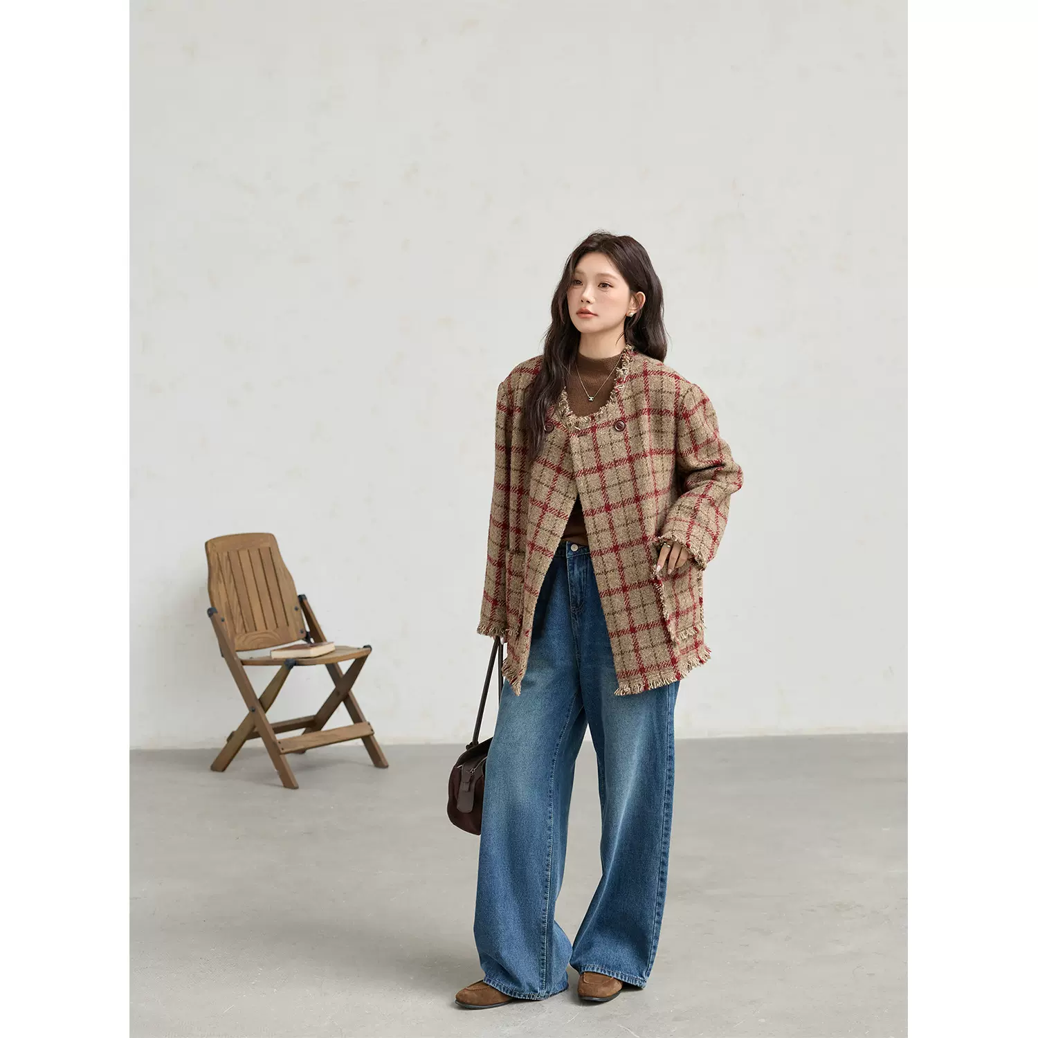 大码女装美式高街ins宽松阔腿牛仔裤胖mm垂感直筒百搭显瘦拖地裤