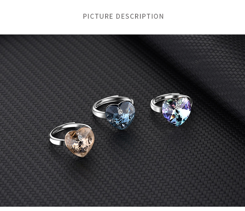 Fashion Heart Shape Sterling Silver Inlay Zircon Rings 1 Piece