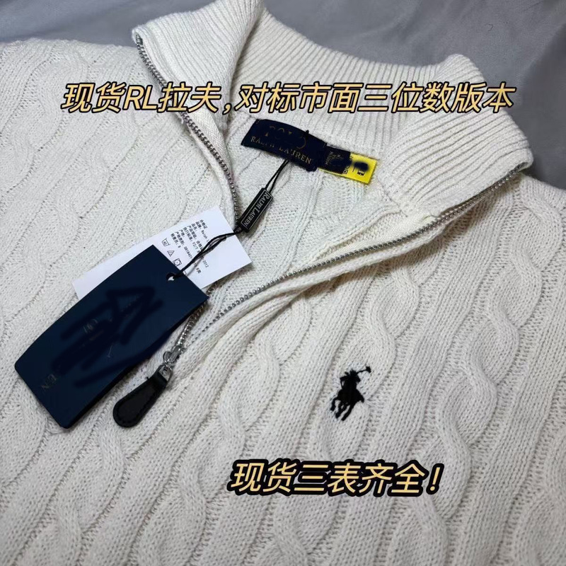 100% Cotton High-Quality Solid Color Half-Zip Stand Collar Animal Embroidery Long-Sleeve Knit Sweater, High-End Versatile Version
