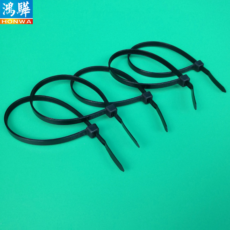 不易断裂自锁黑扎带5*350mm 国标4.8*350mm鸿骅塑料黑色扎线带